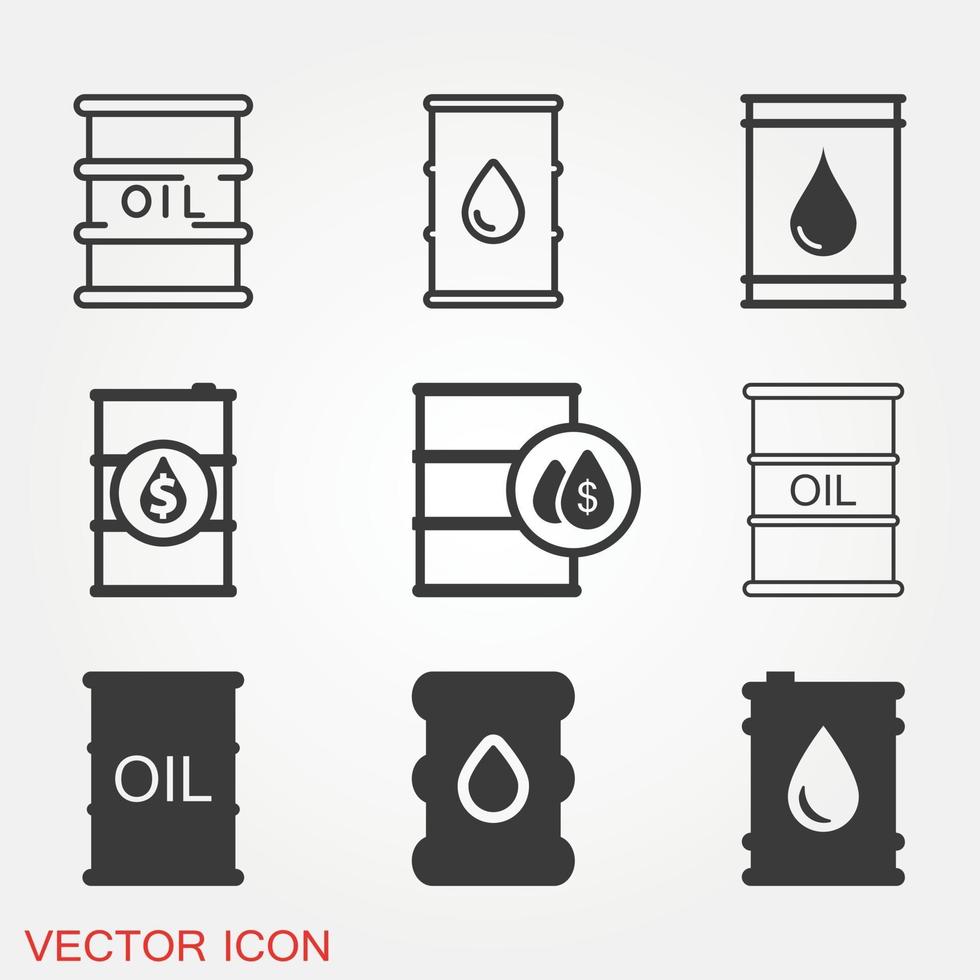 Oil Drum Container Icons Set vector