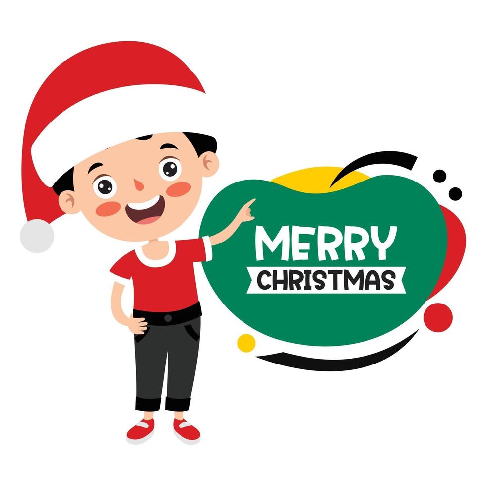 Christmas Greeting Card Design With Cartoon Character vector