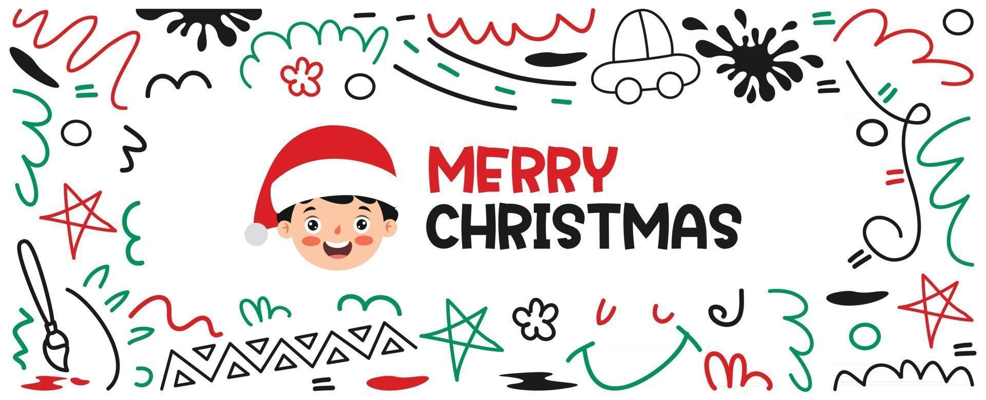 Christmas Greeting Card Design With Cartoon Character vector