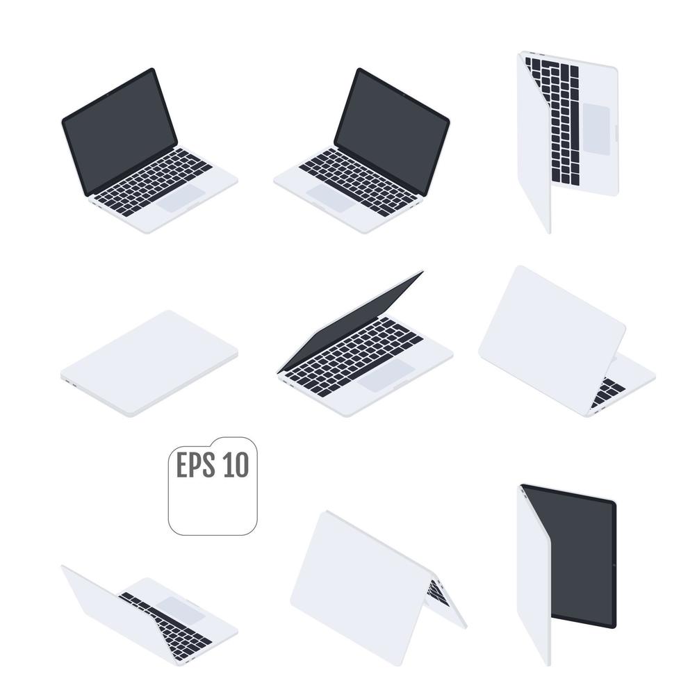 Flat Isometric Laptops or Notebooks vector