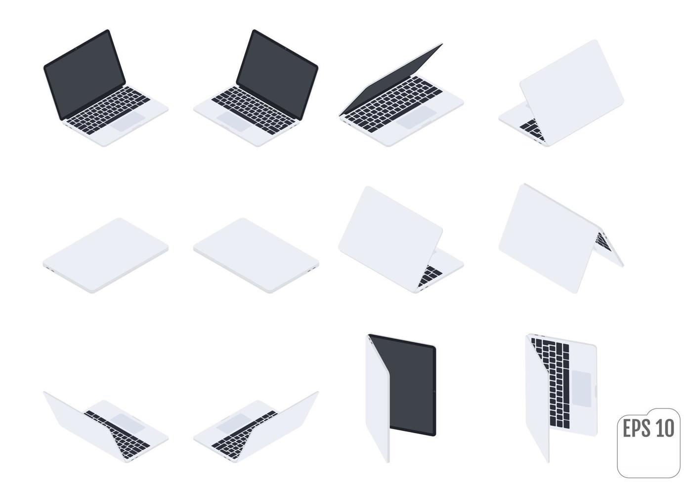 Flat Isometric Laptops or Notebooks vector