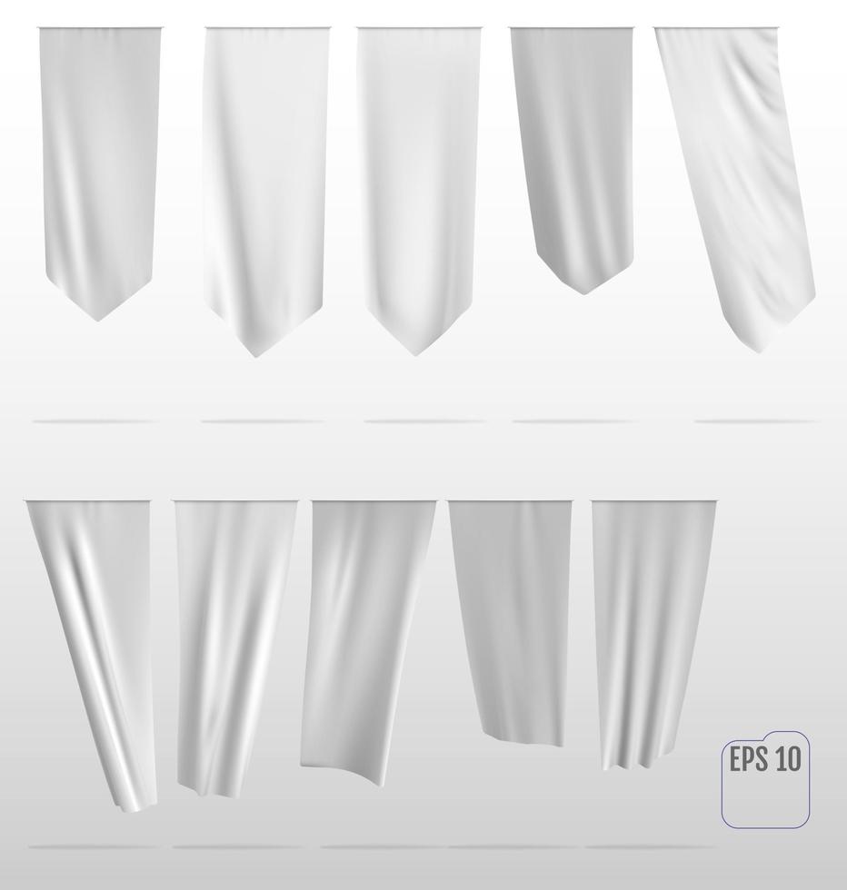 White clean vertical waving template flags vector