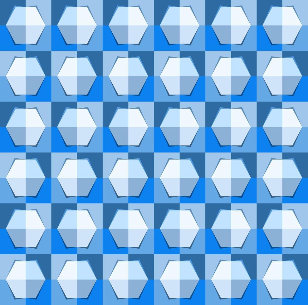 This is a polygonal blue geometric checkered pattern with a light hexagon vector