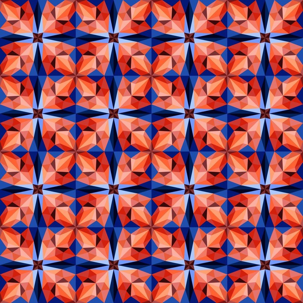 This is a polygonal blue and red crystal kaleidoscope pattern in the form of a flower vector