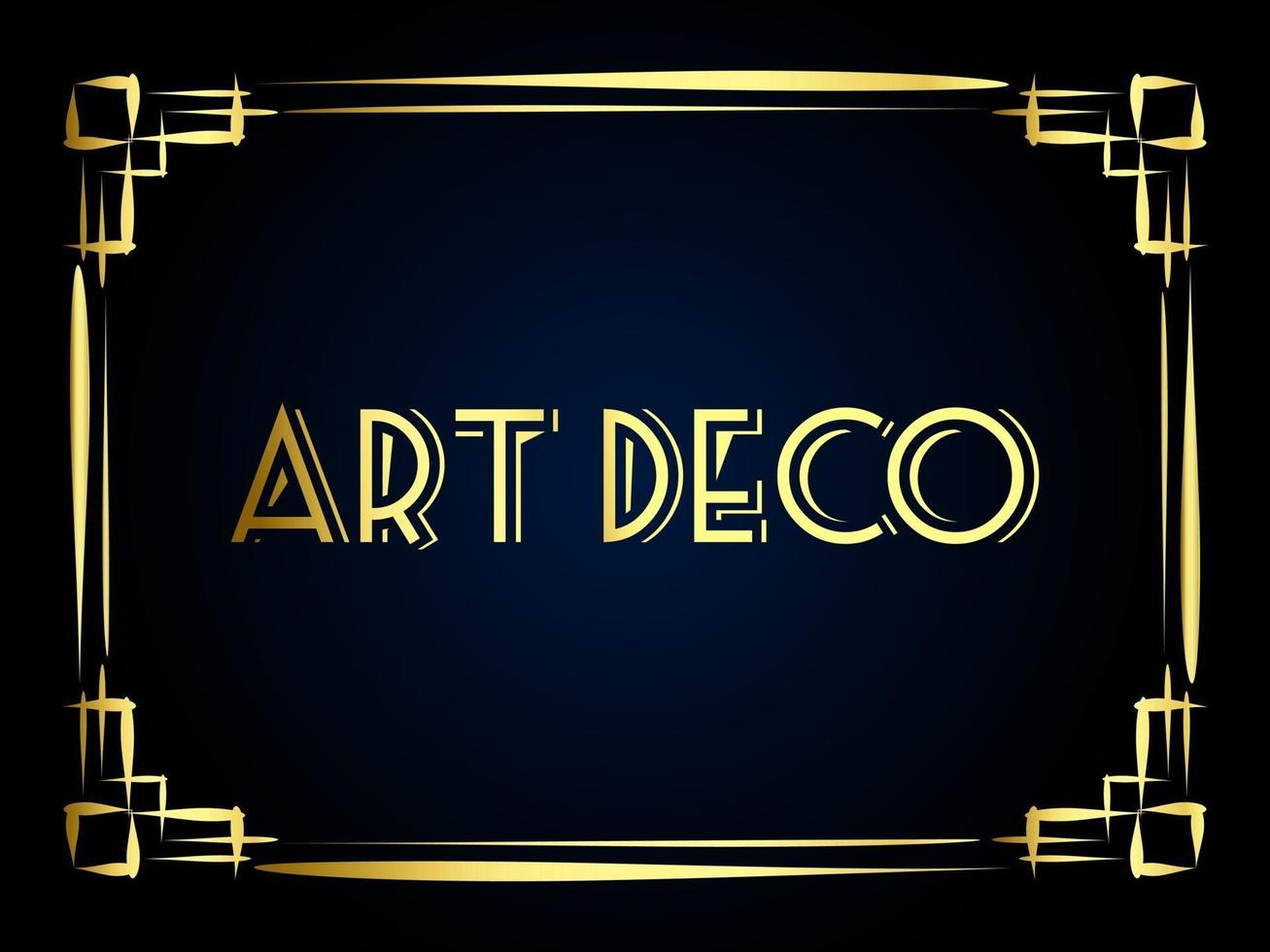 este es un marco art deco dorado sobre un fondo oscuro vector