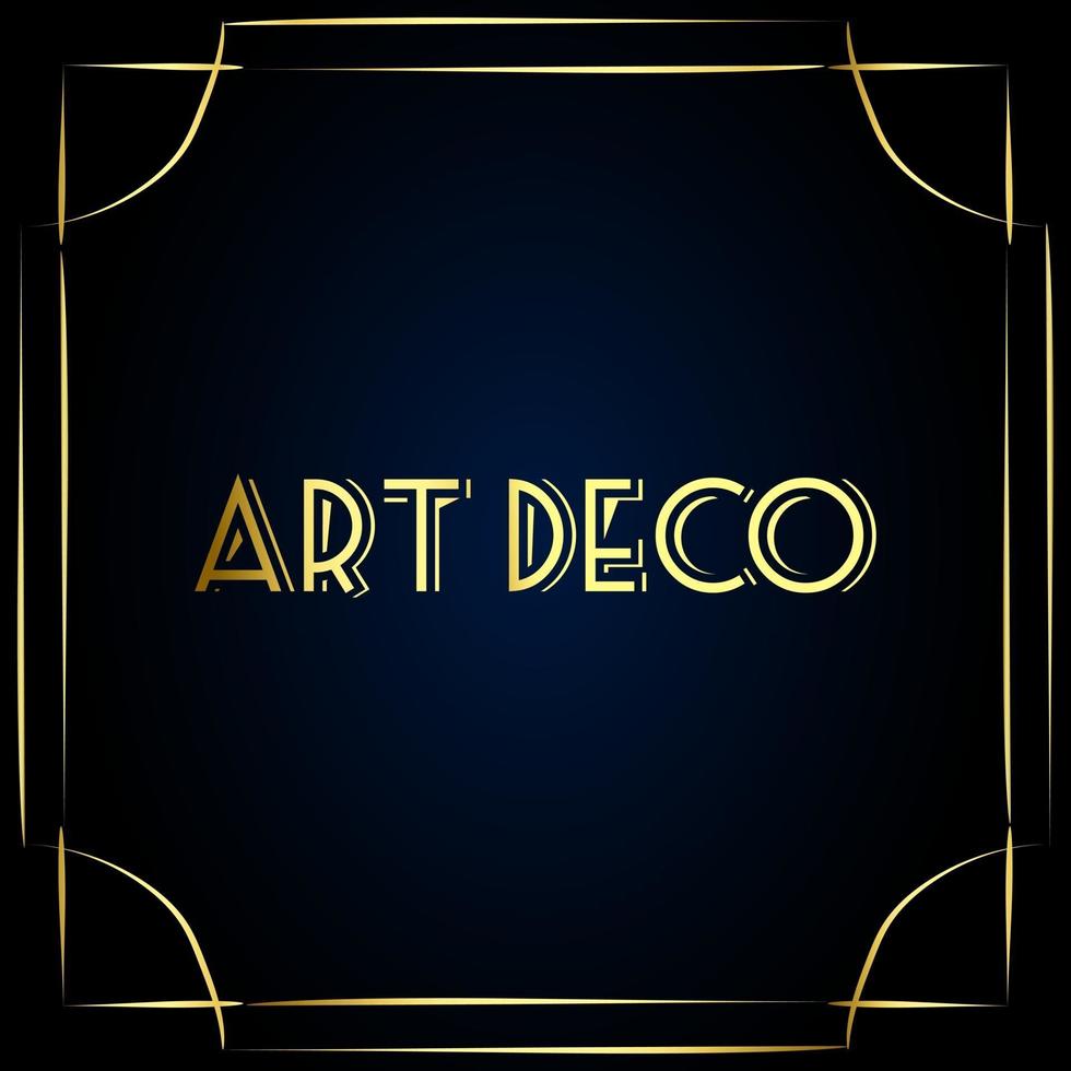 este es un marco art deco dorado sobre un fondo oscuro vector