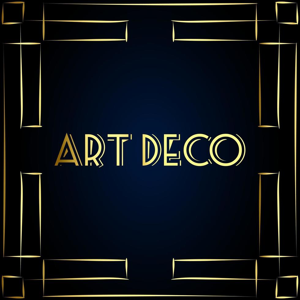 This is a gold art deco frame on a dark backgroun vector