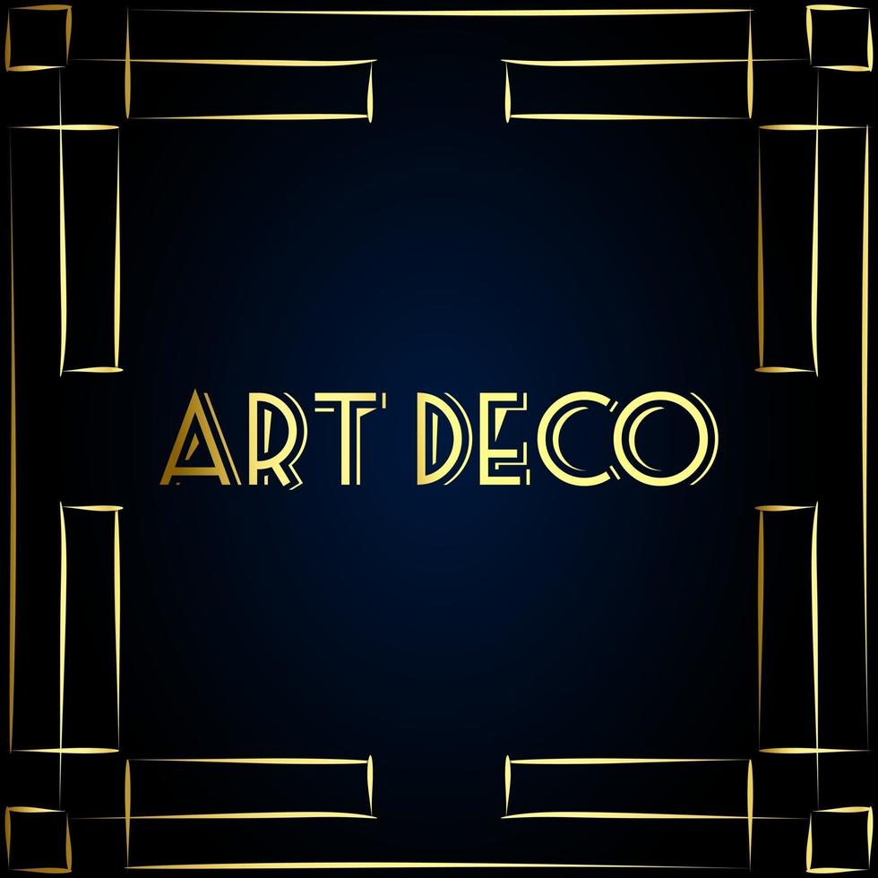 este es un marco art deco dorado sobre un fondo oscuro vector