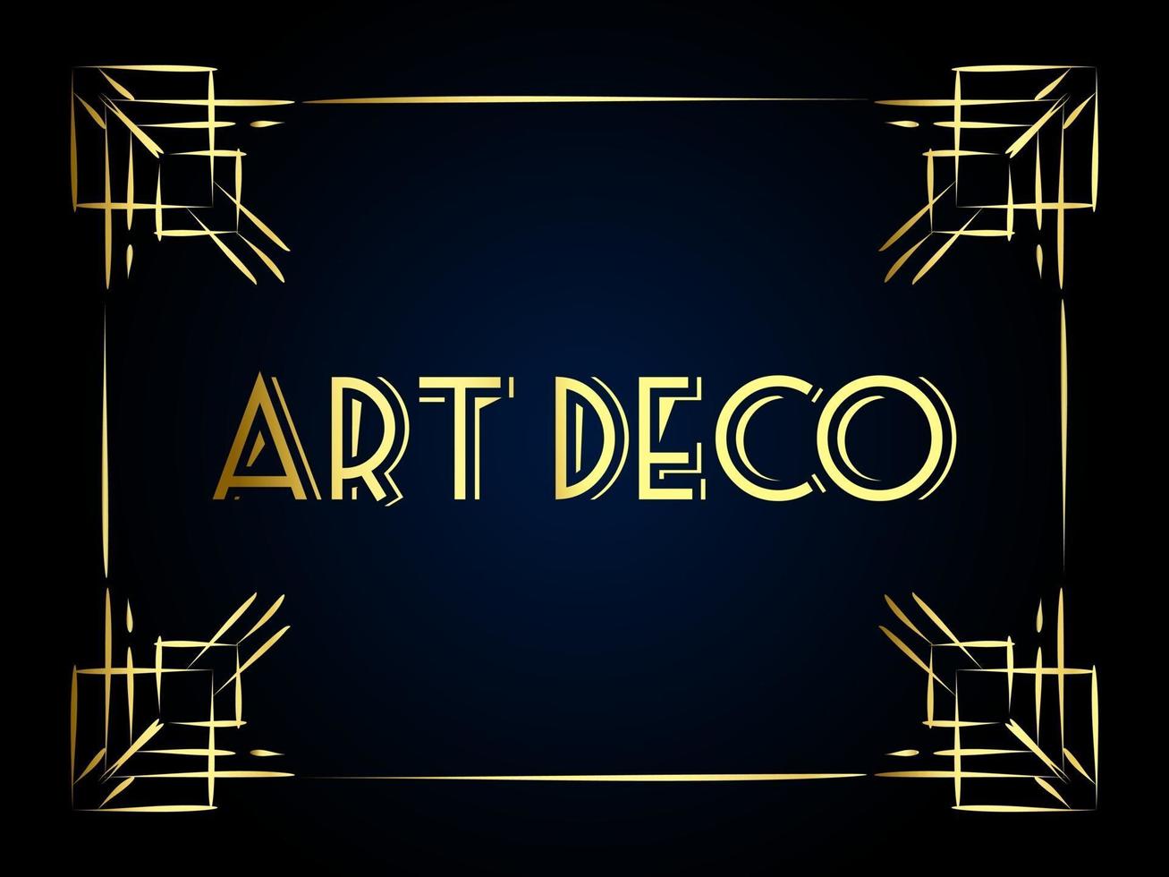 This is a gold art deco frame on a dark backgroun vector