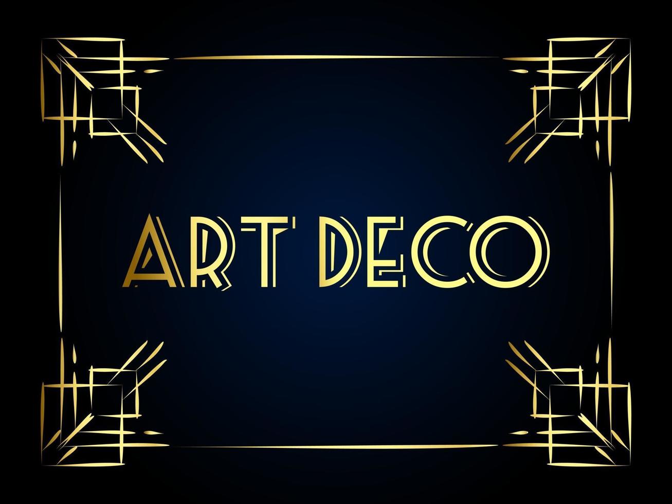 este es un marco art deco dorado sobre un fondo oscuro vector