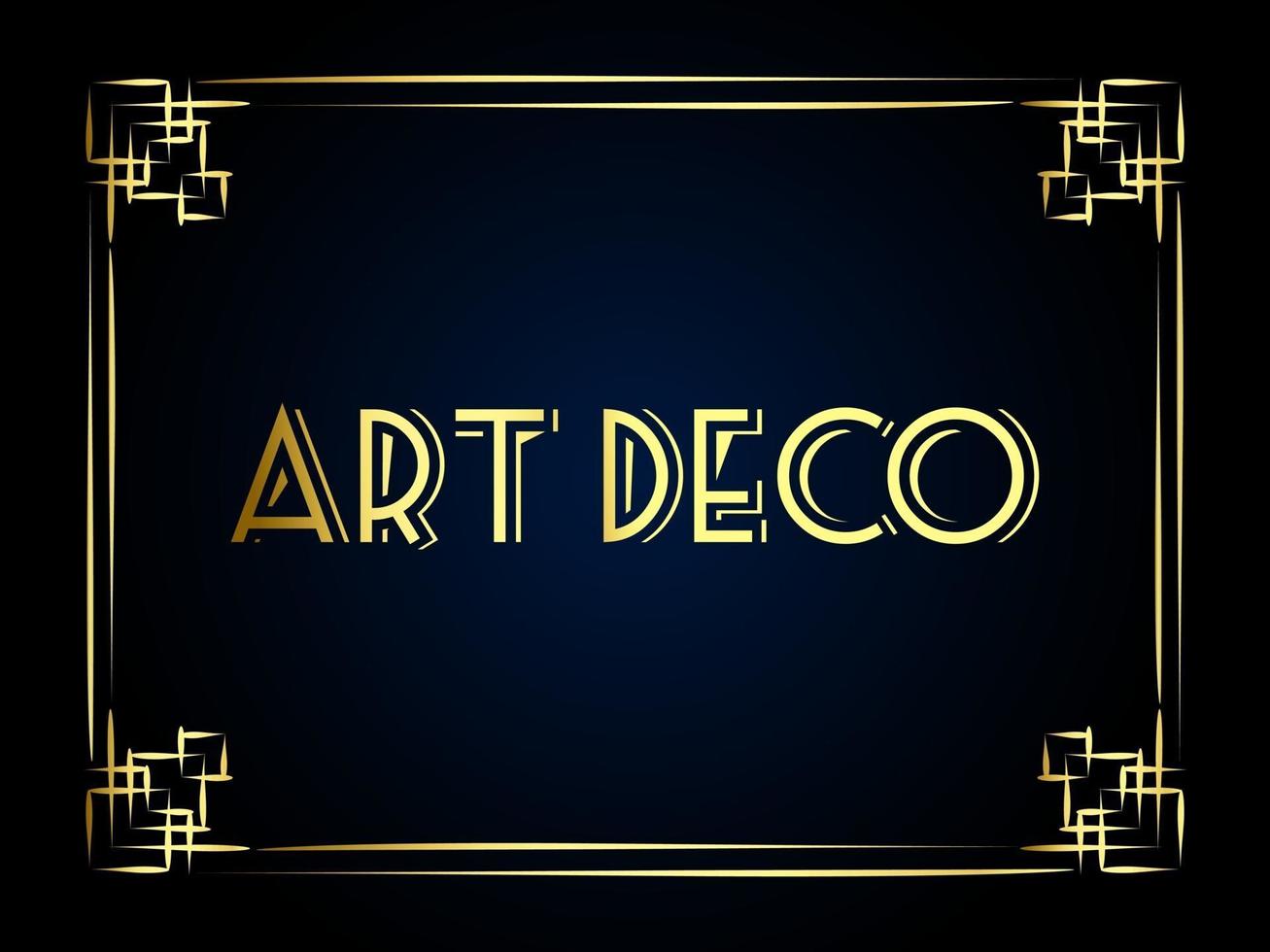 This is a gold art deco frame on a dark backgroun vector