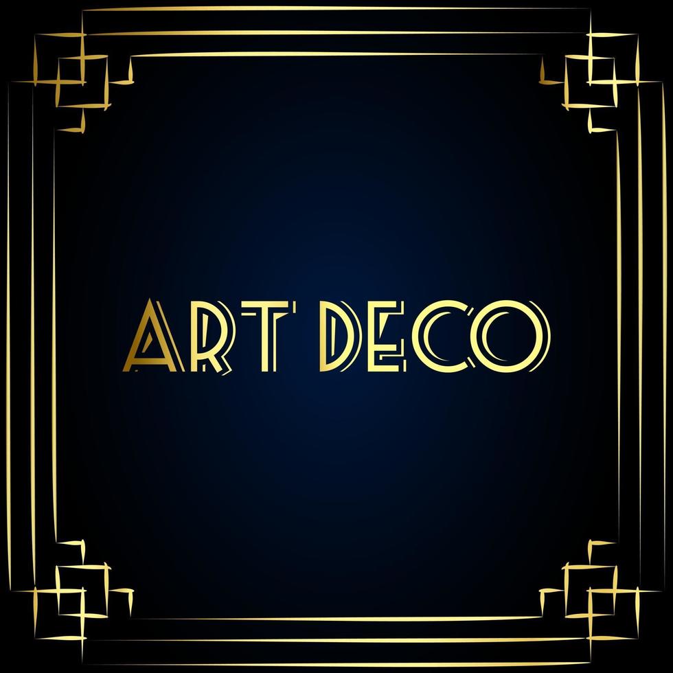 este es un marco art deco dorado sobre un fondo oscuro vector