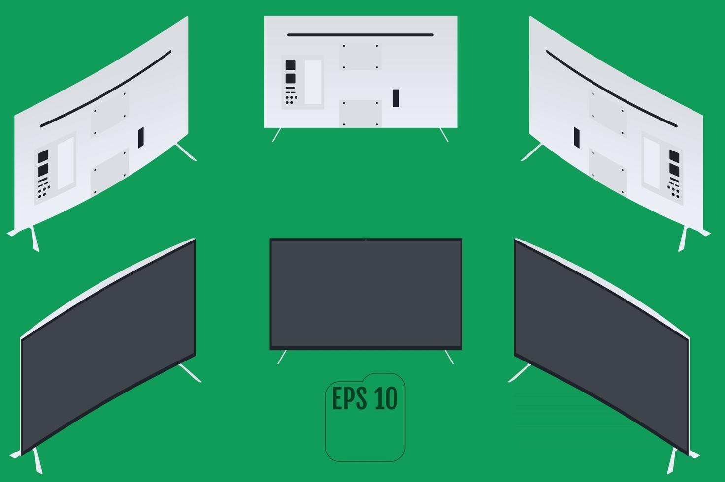 Isometric Curved computer monitor Curved TV vector