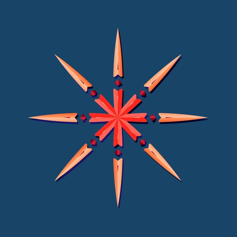 This is a red geometric polygonal mandala in the form of a star vector