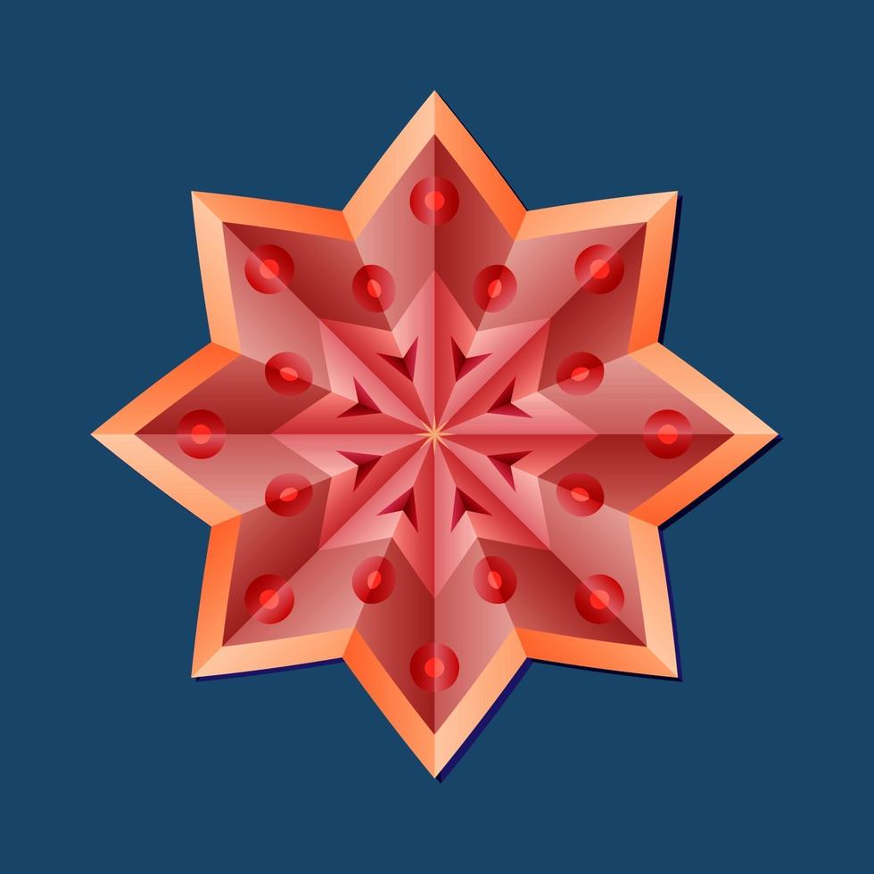 This is a red geometric polygonal mandala in the form of a star vector