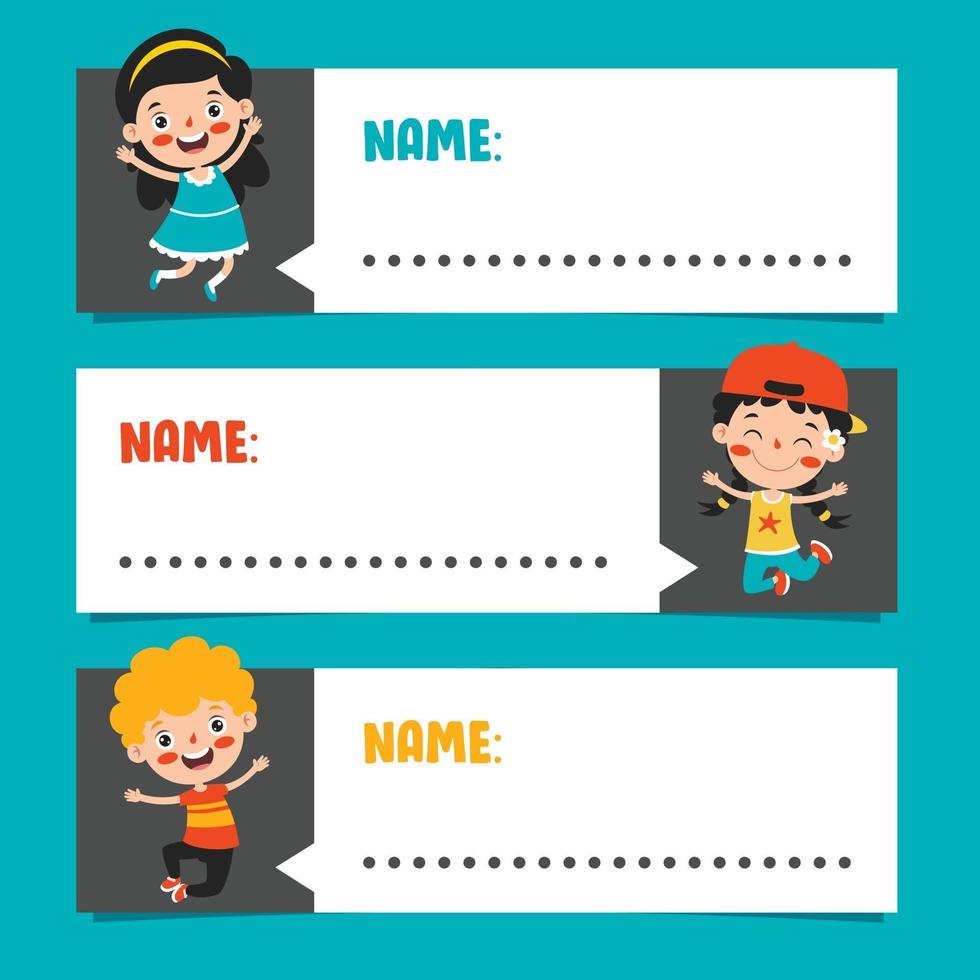 Name Tags For School Children vector