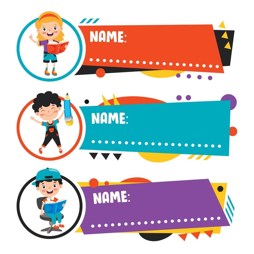 Name Tags For School Children vector