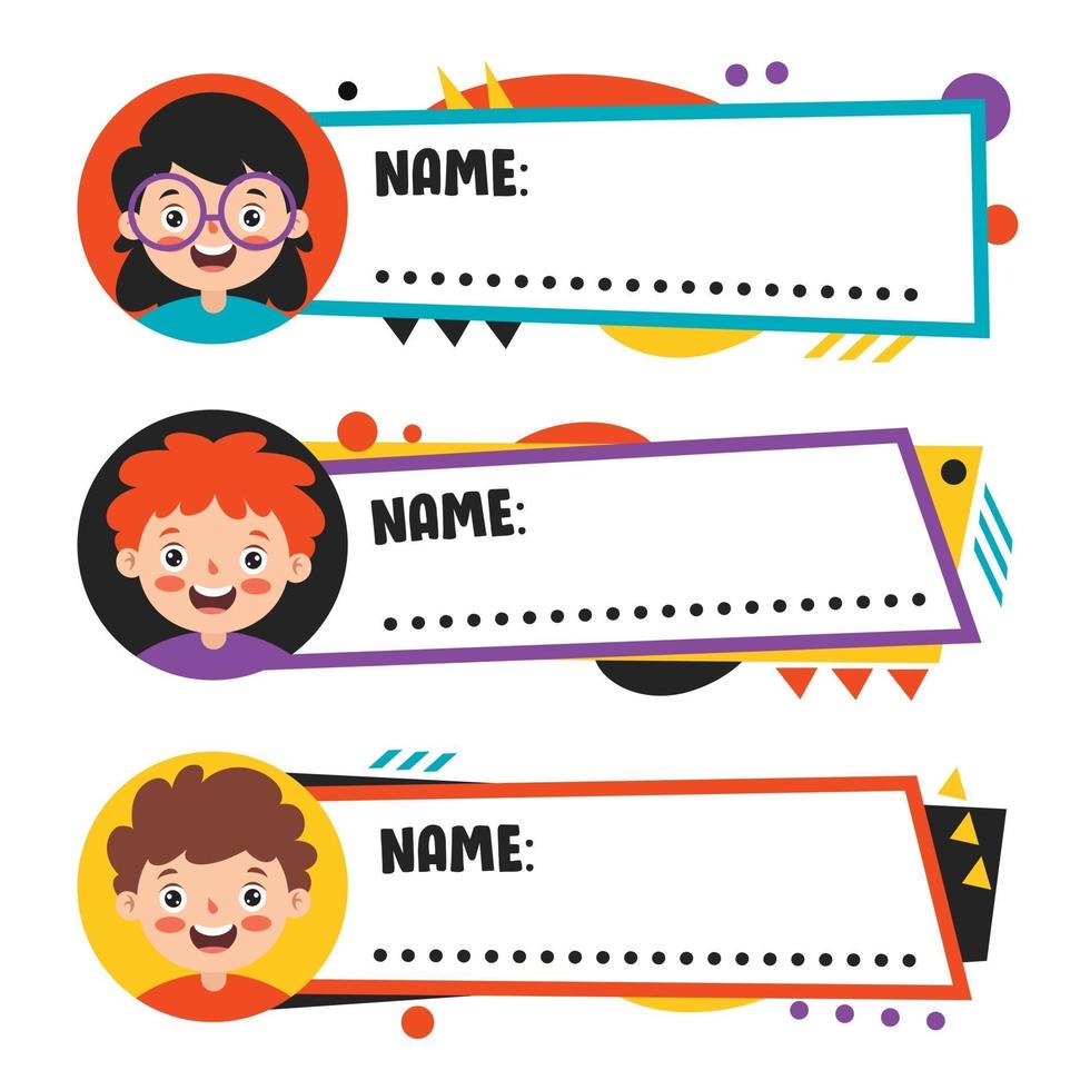 Name Tags For School Children vector