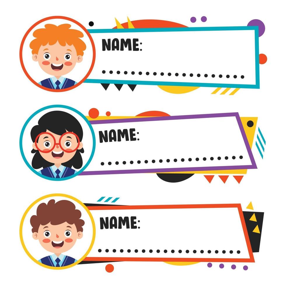 Name Tags For School Children vector