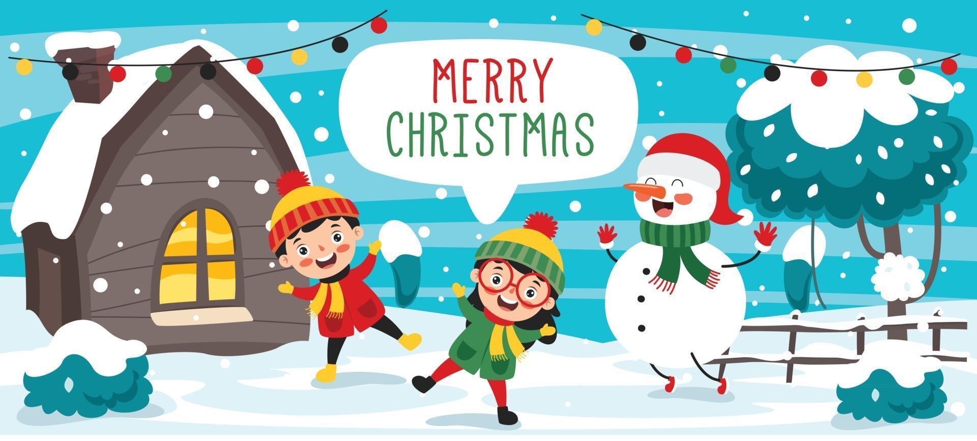 Christmas Card Design With Funny Characters vector