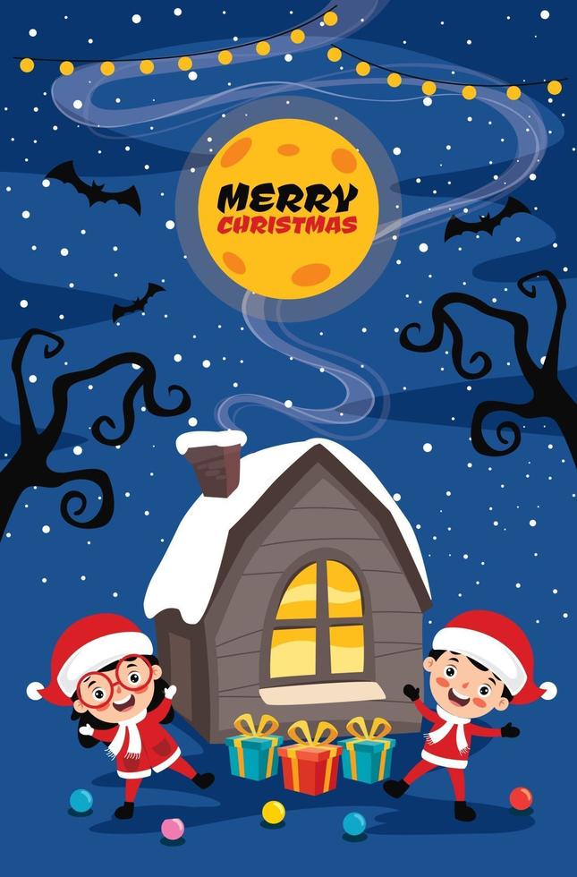 diseño de tarjeta de navidad con personajes divertidos vector