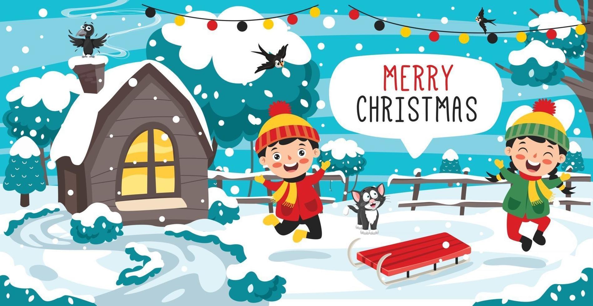 Christmas Card Design With Funny Characters vector