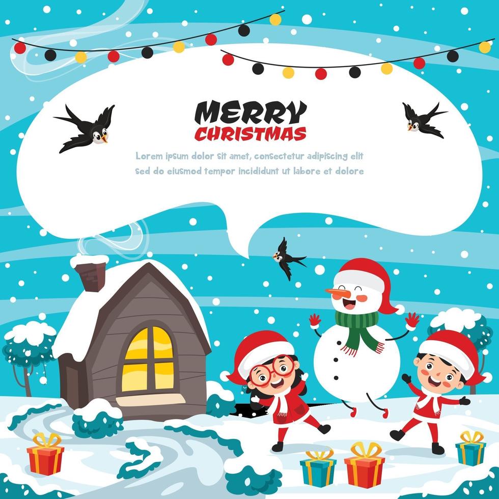 Christmas Card Design With Funny Characters vector