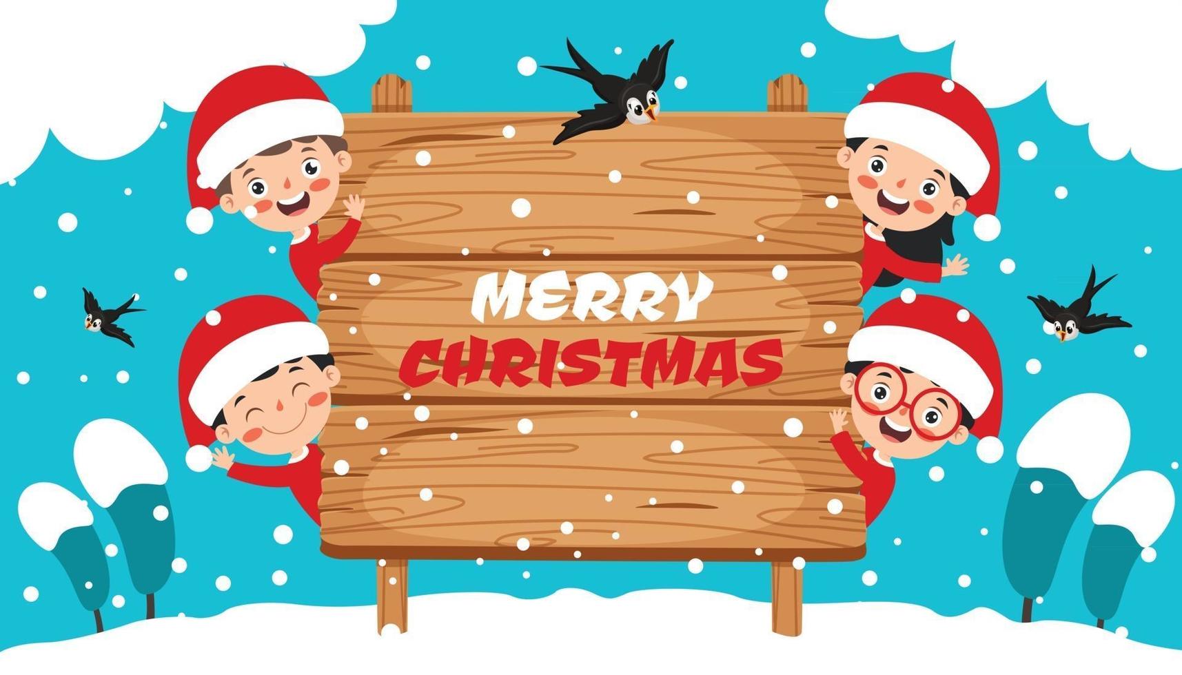 Christmas Card Design With Funny Characters vector