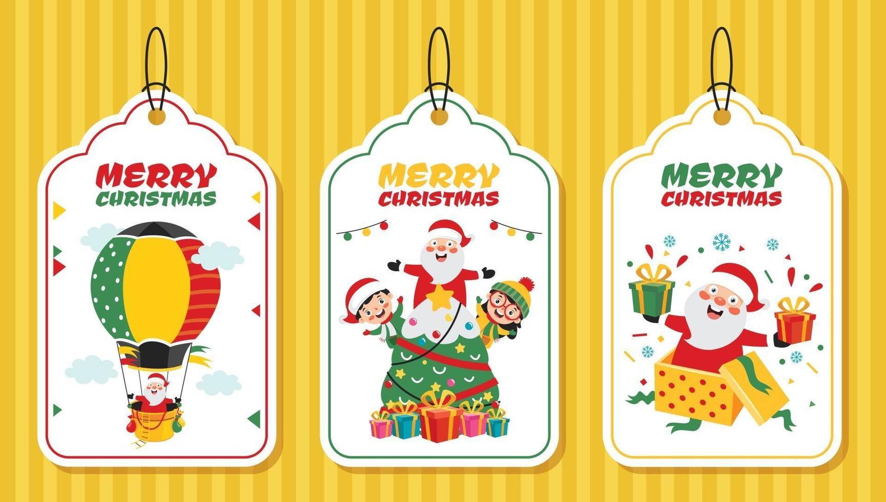 Christmas Greeting Card Design With Cartoon Characters vector