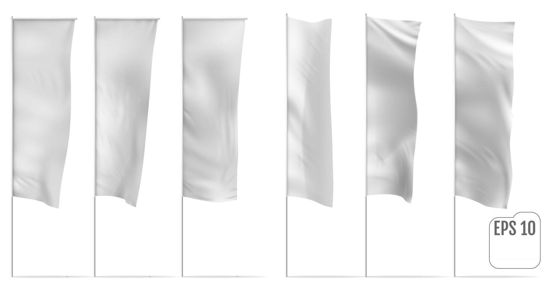 conjunto de vectores de banderas de banner blanco