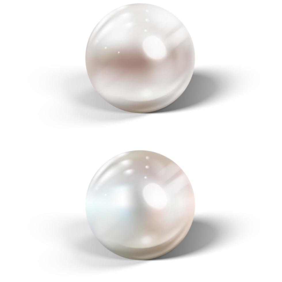 Realistic shiny natural sea pearl with light effects vector