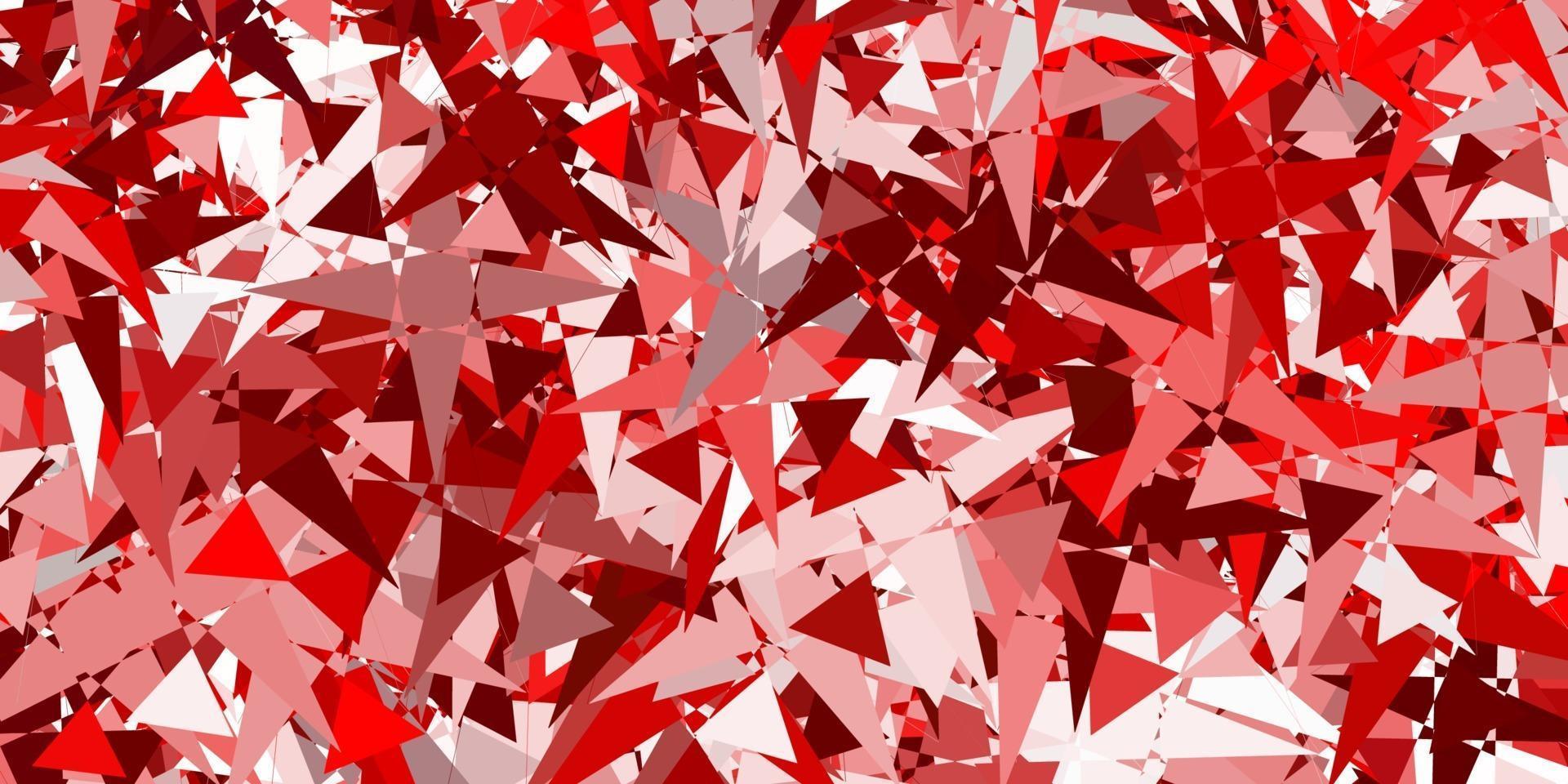 textura de vector rojo claro con triángulos al azar.