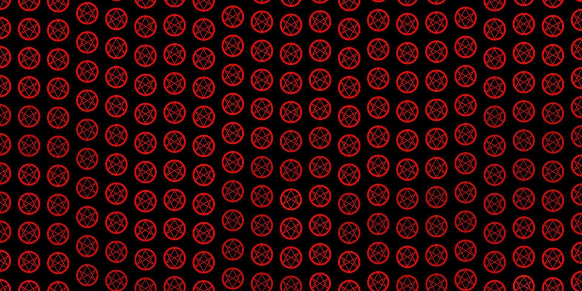 Dark Red vector background with occult symbols.