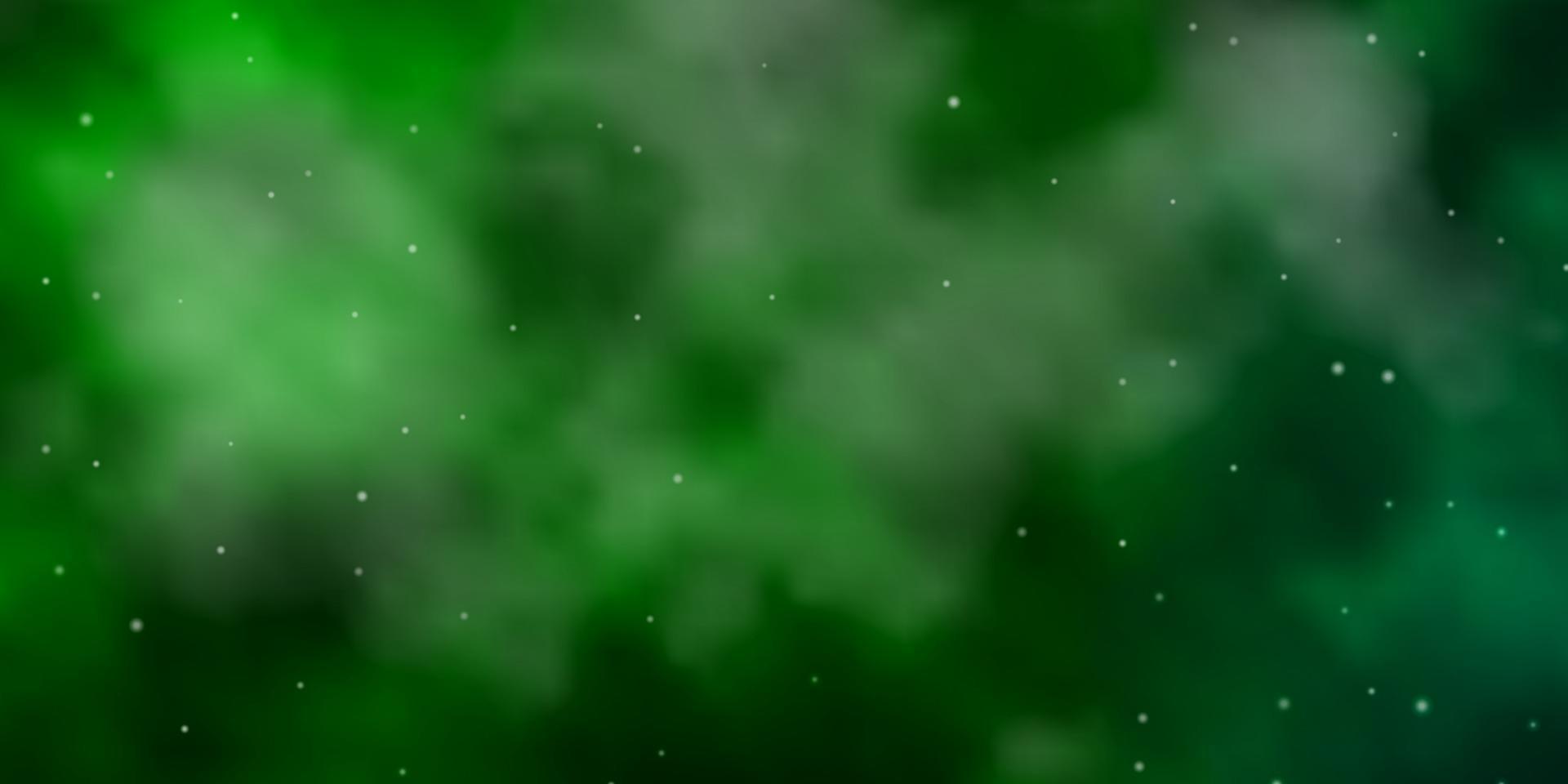 Dark Green vector background with small and big stars.