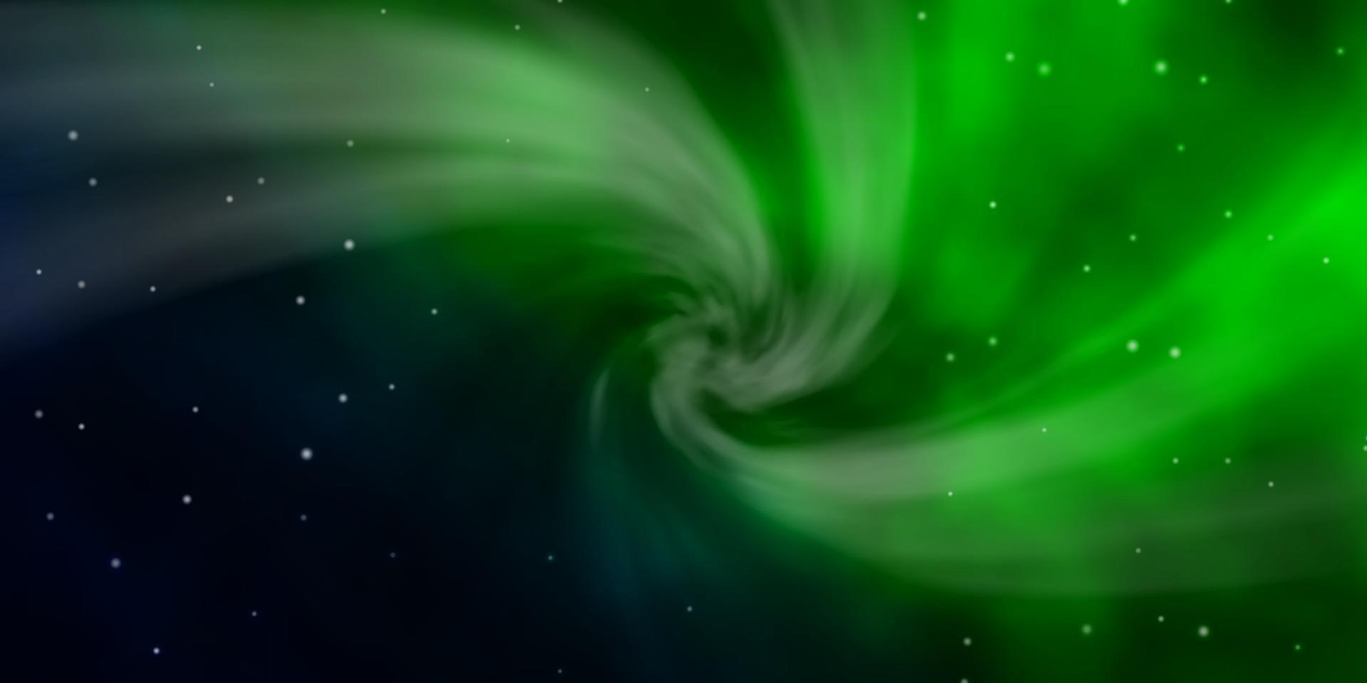 Fondo de vector verde oscuro con estrellas pequeñas y grandes.