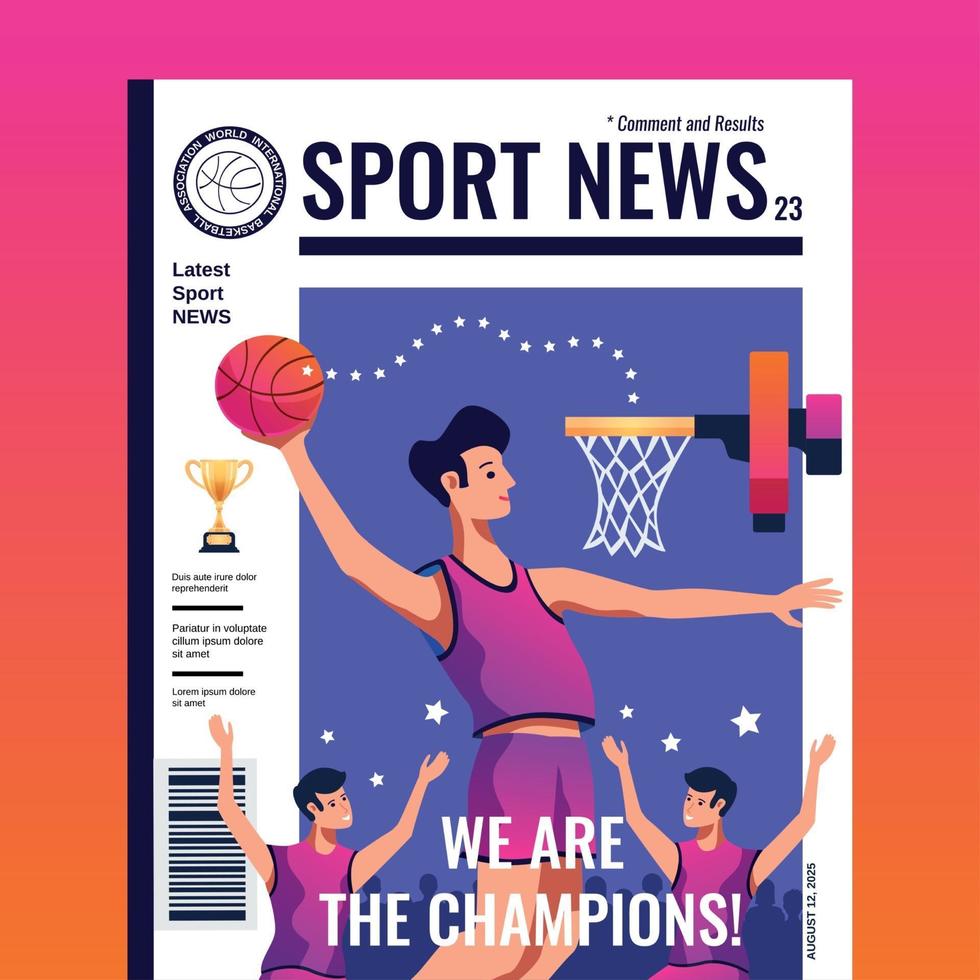 Ilustración de vector de portada de revista de noticias deportivas
