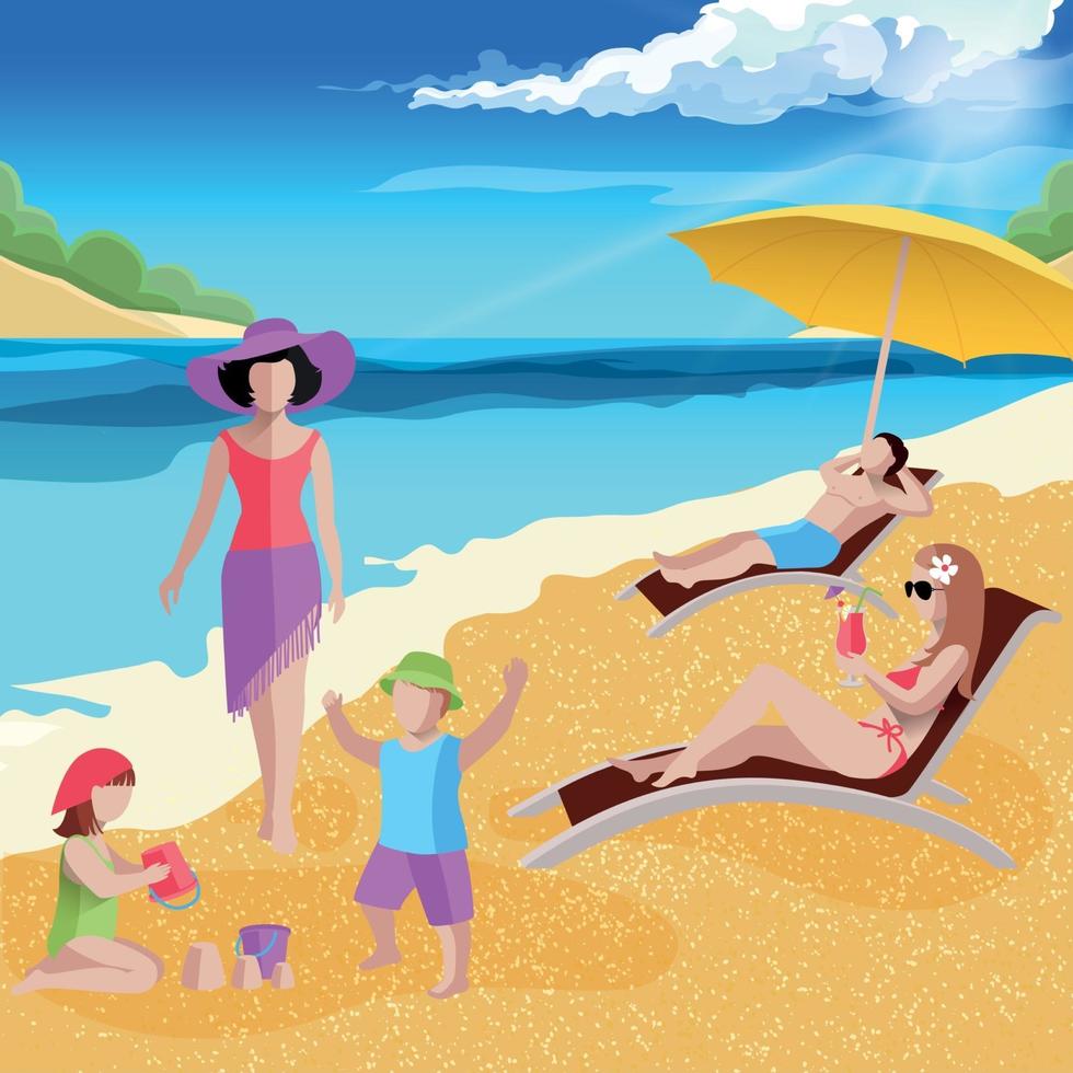 Coastal Paradise Beach Composition Vector Illustration