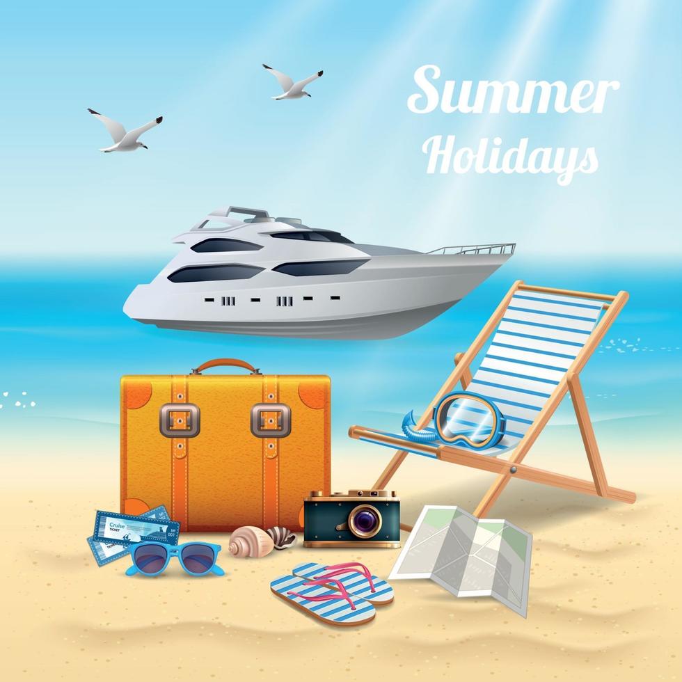 Summer Holidays Realistic Beautiful Composition Vector Illustration