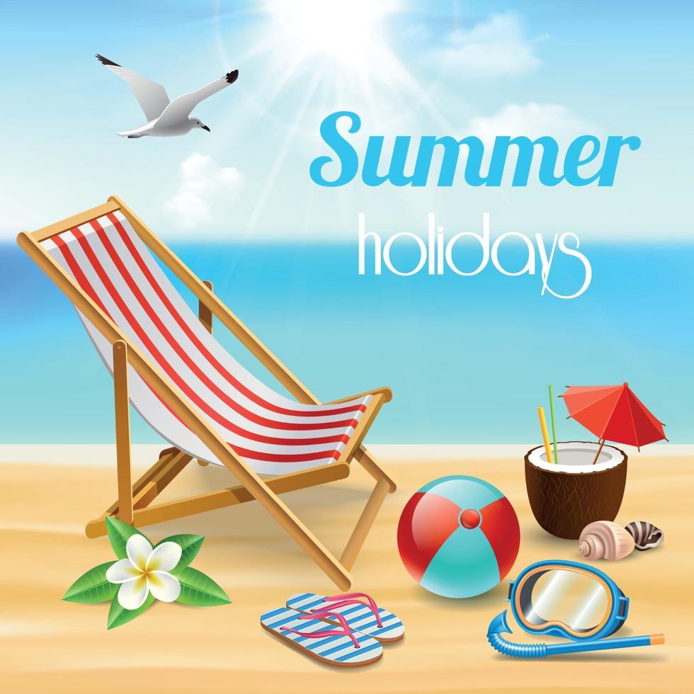 Summer Holidays Realistic Composition Vector Illustration