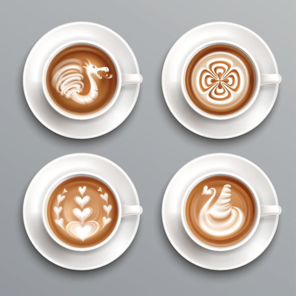 Latte Coffee Set Vector Illustration