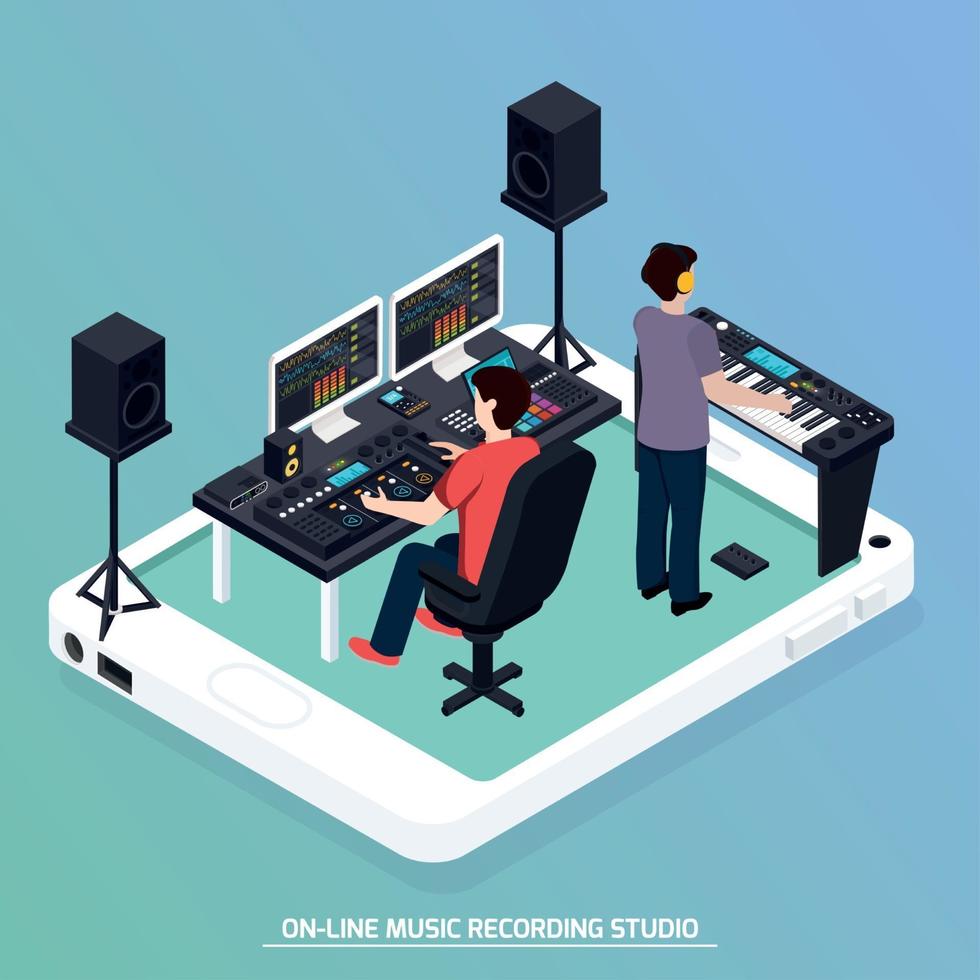 Production Music Isometric Composition Vector Illustration