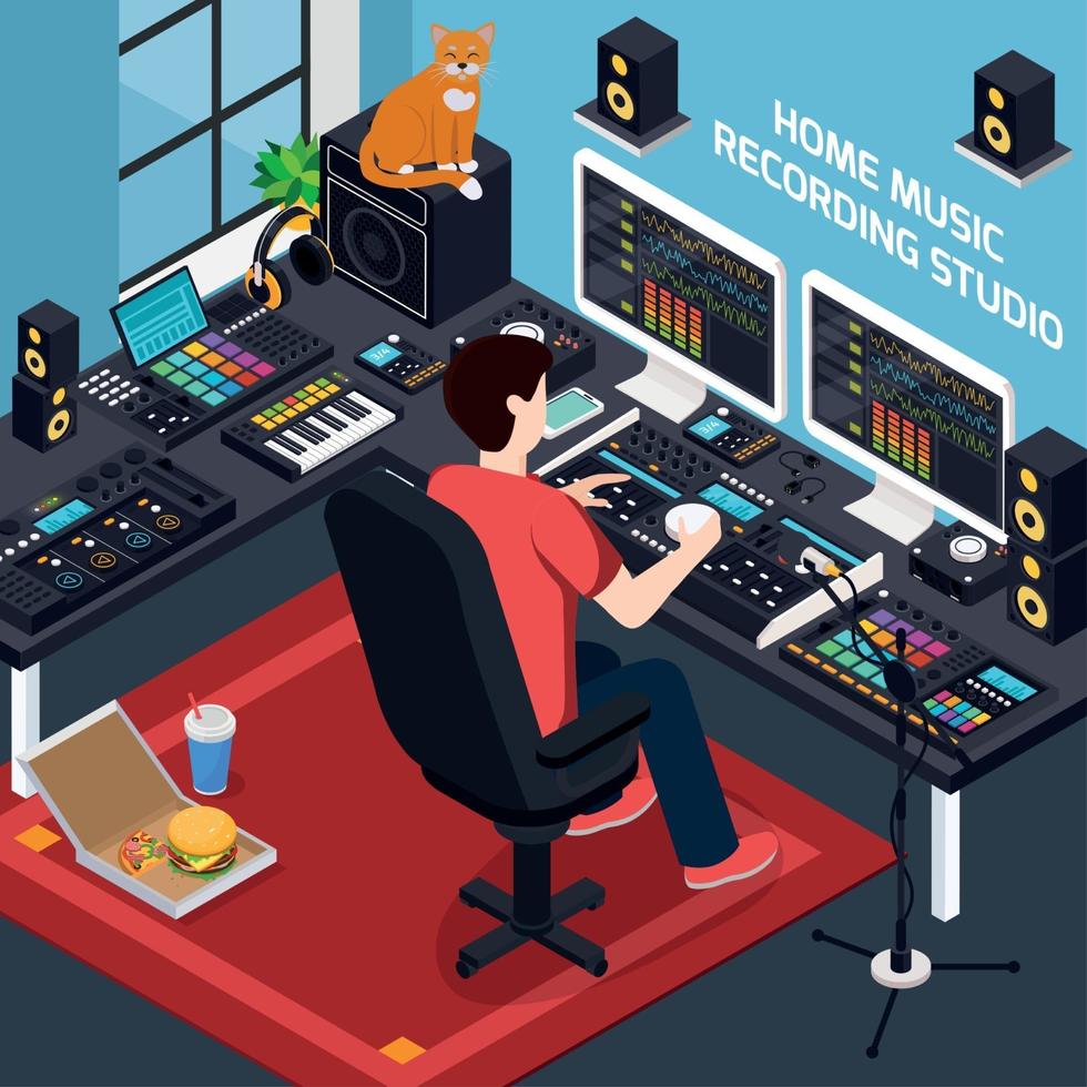 Project Studio Isometric Composition Vector Illustration