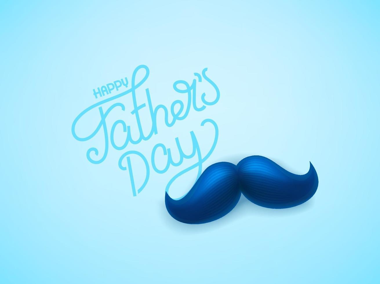 Tarjeta de felicitación del día del padre feliz con hermoso bigote 3d e inscripción de letras vector