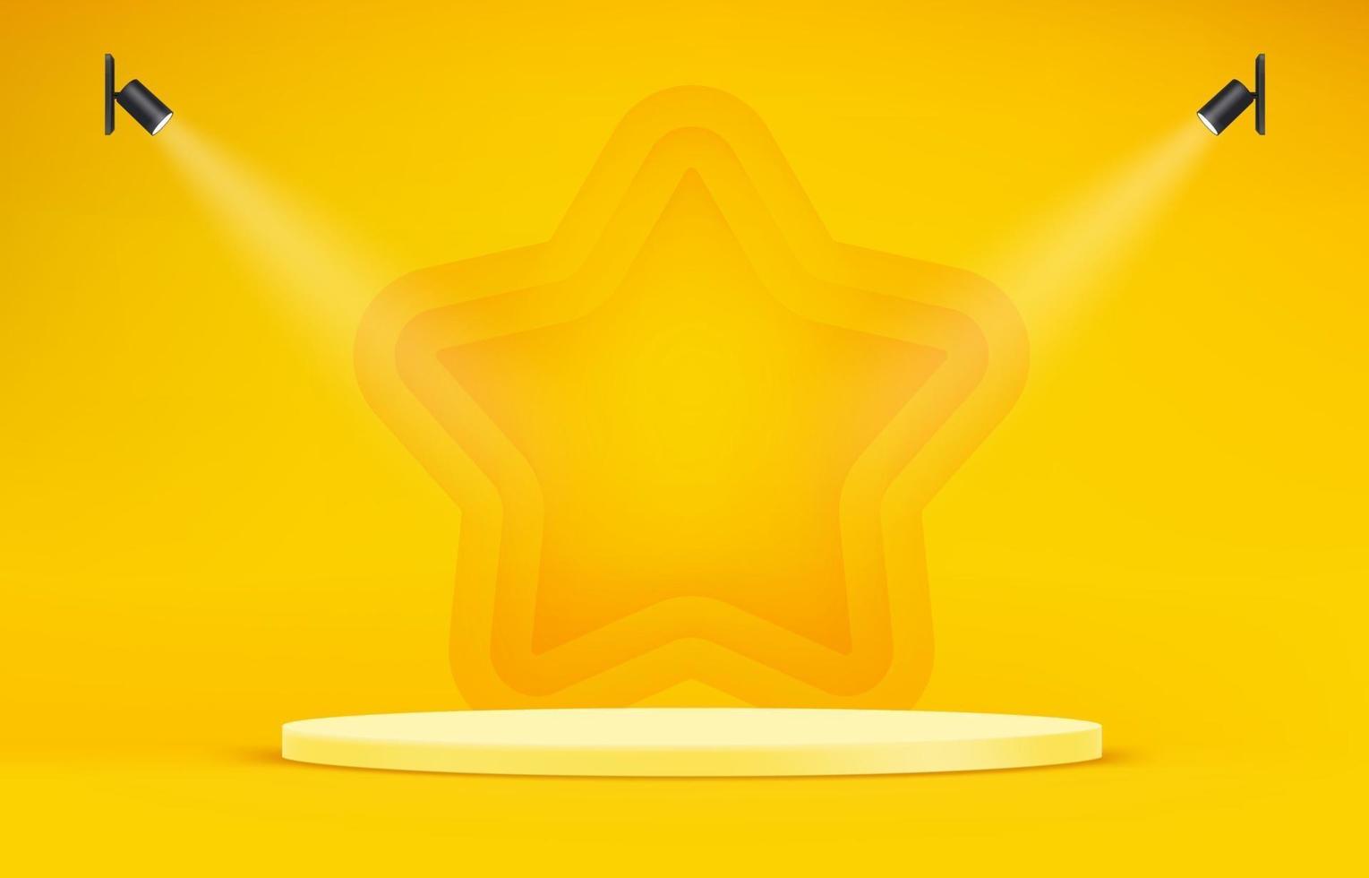 Bright yellow scene with star shape and lights vector
