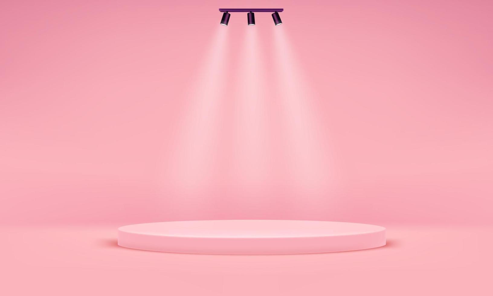 Bright pink scene with three spotlights vector