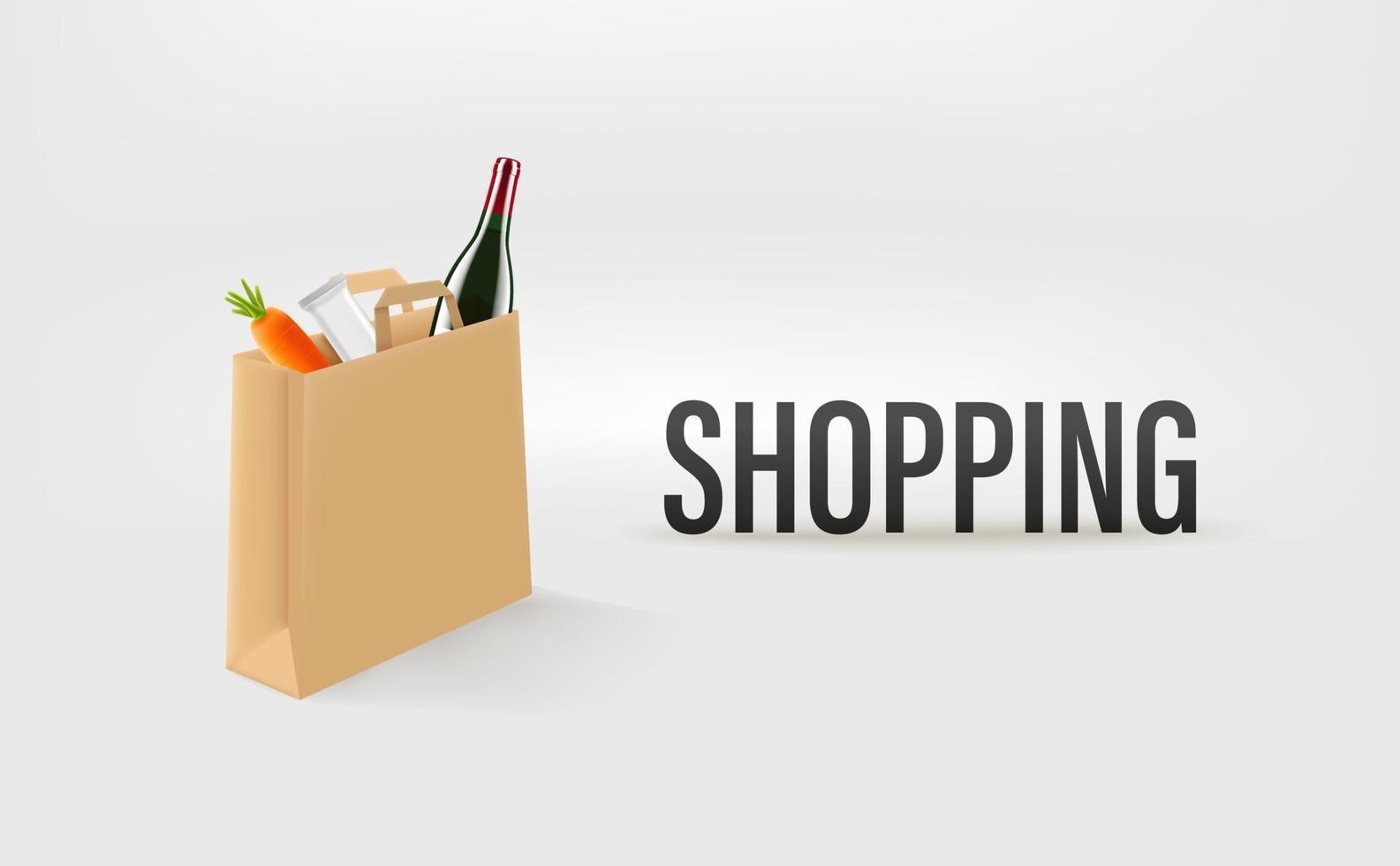 Shopping bag with food vector