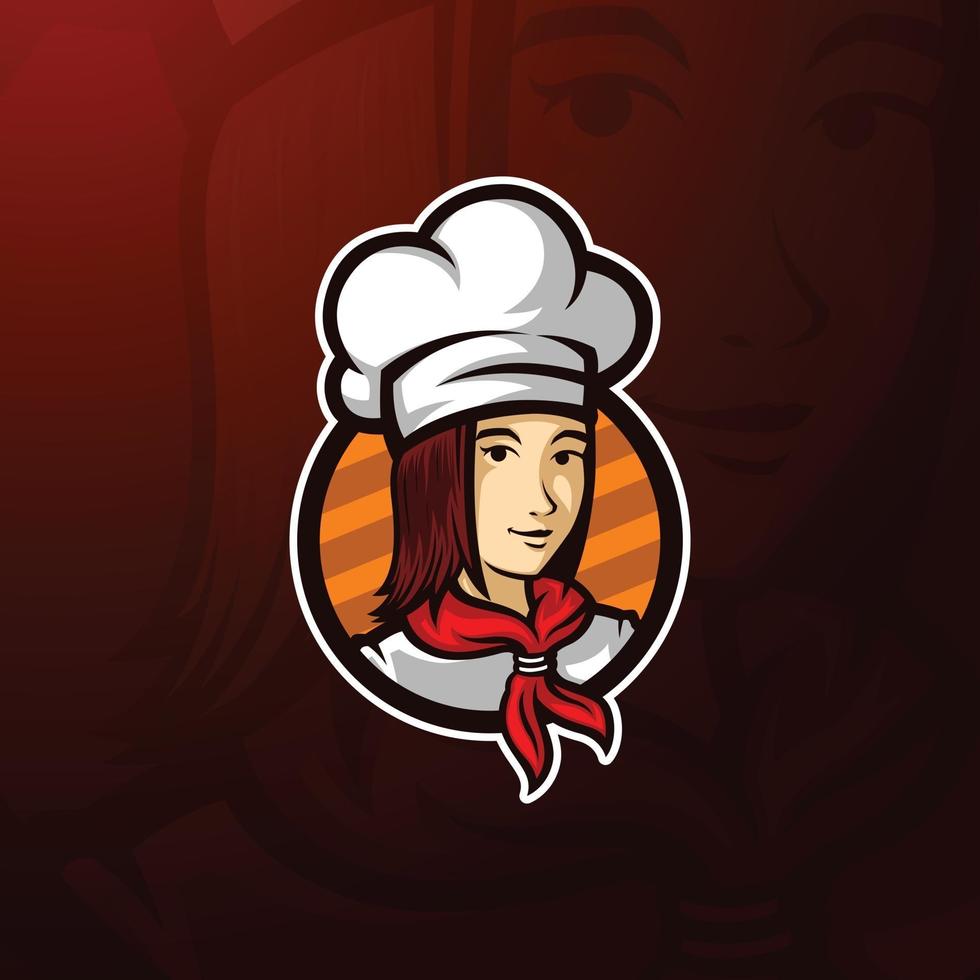 Female Chef Mascot Template Vector Illustration