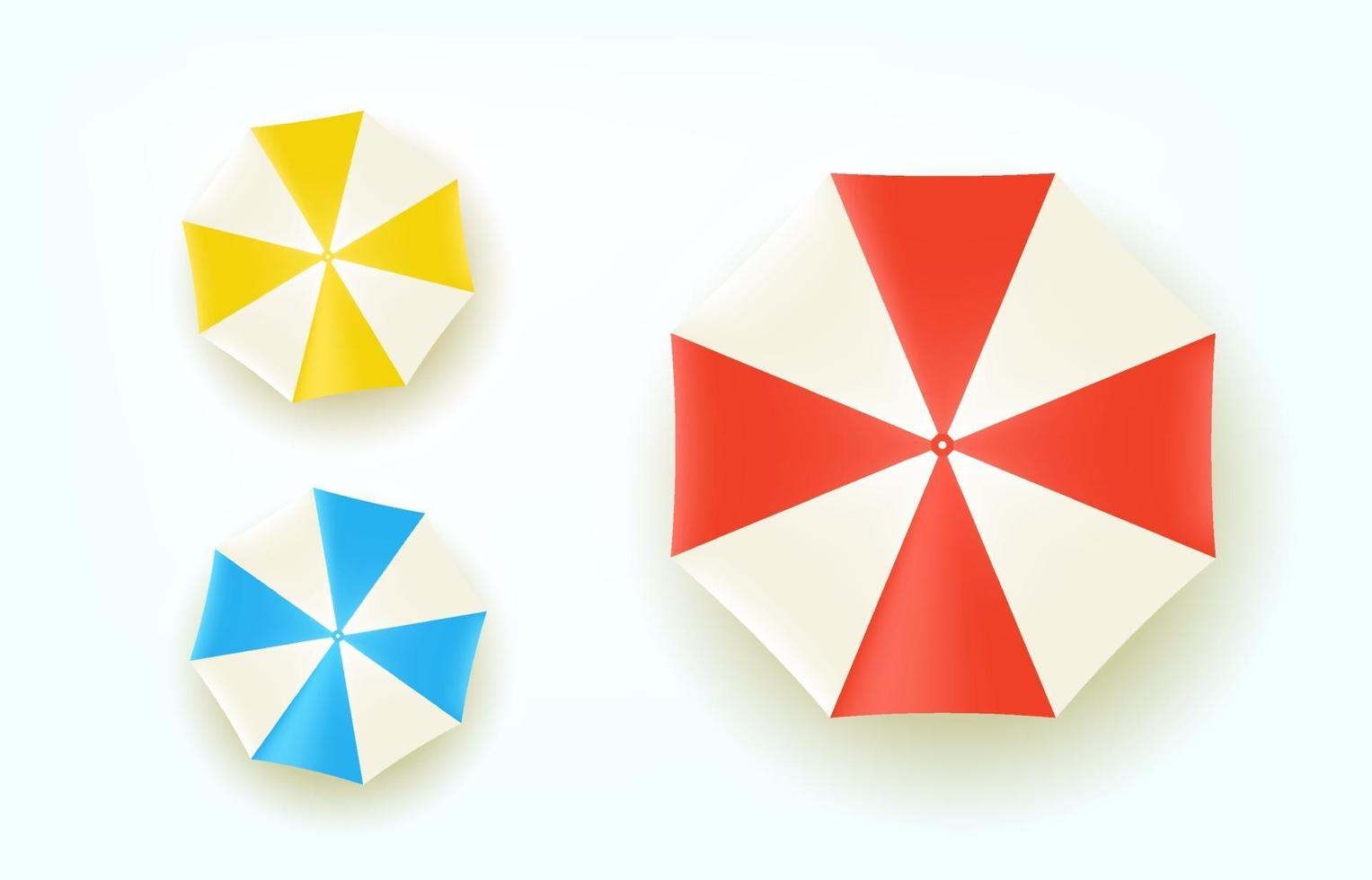 Color umbrellas top view. Vector set isolated