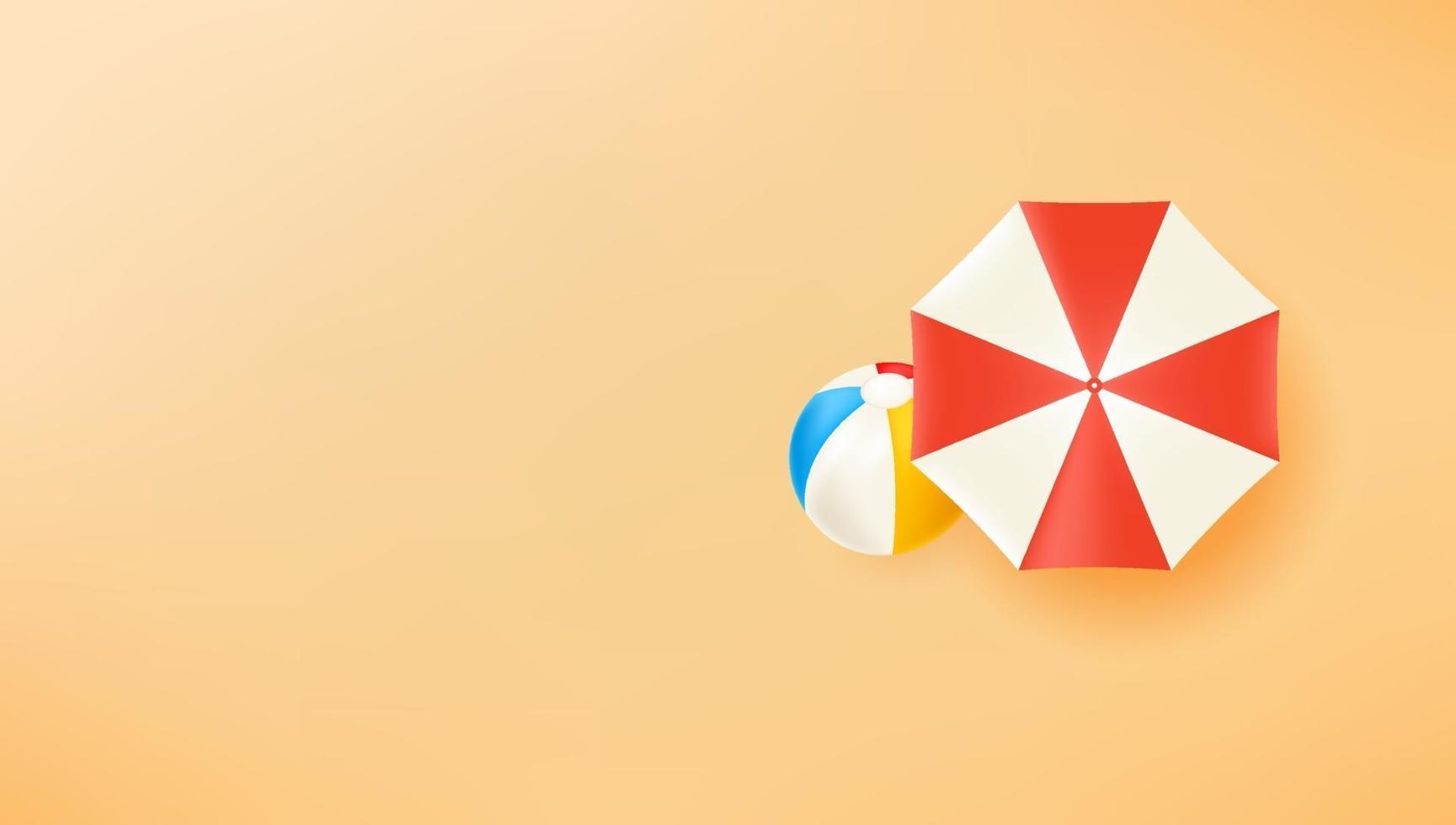 Umbrella and beach ball on sand vector