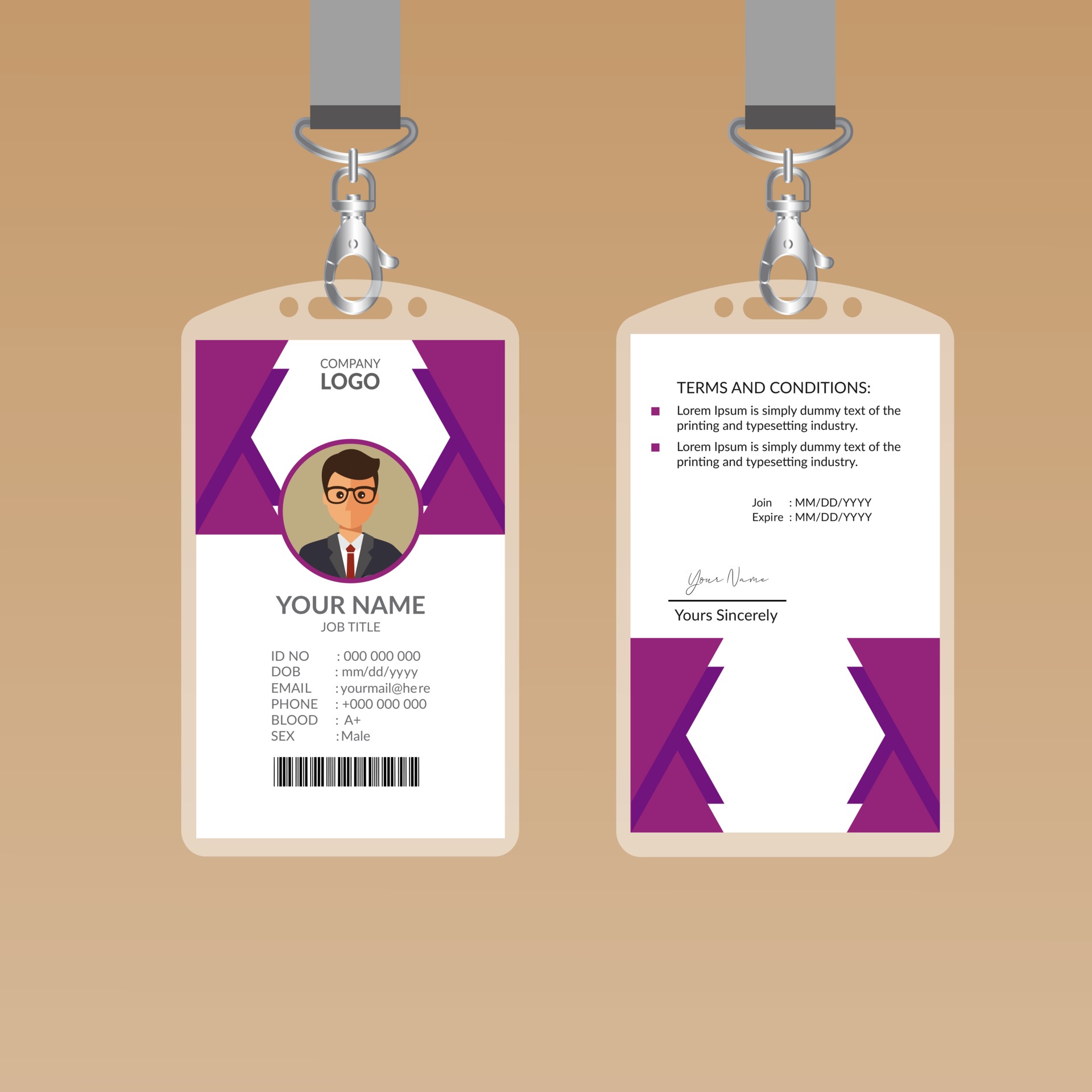Purple Photo Id Card